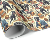 Retro Boxer hond illustratie Cadeaupapier (Rol Hoek)