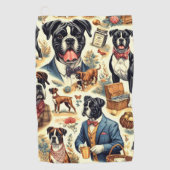 Retro Boxer hond illustratie Golfhanddoek (Voorkant)