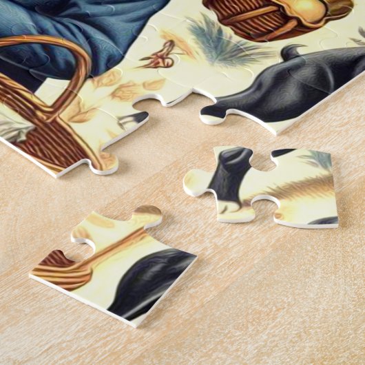 Retro Boxer hond illustratie Legpuzzel (Zijkant)