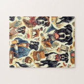 Retro Boxer hond illustratie Legpuzzel (Horizontaal)