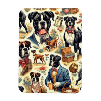 Retro Boxer hond illustratie Magneet