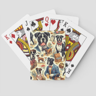 Retro Boxer hond illustratie Pokerkaarten