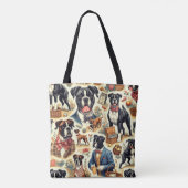 Retro Boxer hond illustratie Tote Bag (Achterkant)