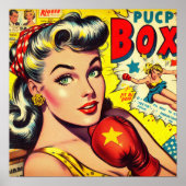 Retro Boxing Girl Comics Poster (Voorkant)