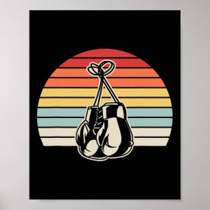 Retro Boxing Handschoenen Sunset Design 1 Poster