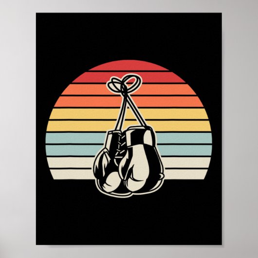 Retro Boxing Handschoenen Sunset Design 1 Poster (Voorkant)