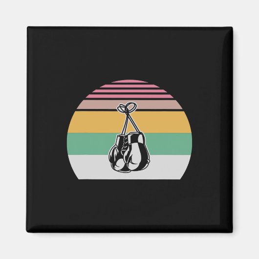 Retro Boxing Handschoenen Sunset Design 2 Magneet (Voorkant)