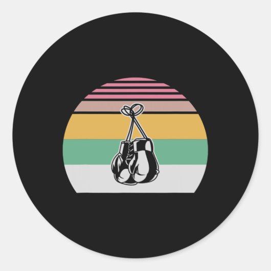 Retro Boxing Handschoenen Sunset Design 2 Ronde Sticker (Voorkant)