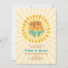 Retro Boy Baby shower, hier komt de zoon