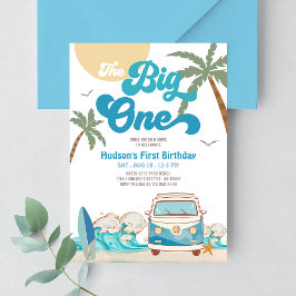 Retro Boy Big One Surfen 1e Verjaardagsfeest Kaart