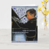 Retro Boy die wenst gefeliciteerd Kaart (Gele Bloem)