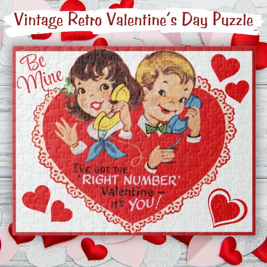 Retro Boy Girl Be Mine Valentijnsdag Legpuzzel