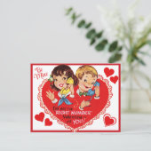 Retro Boy Girl Valentijnsdag Feestdagenkaart (Staand voorkant)