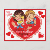 Retro Boy Girl Valentijnsdag Feestdagenkaart (Voorkant)