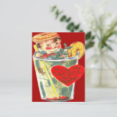  Retro Boy in Cocktail Valentijn Kaart (Staand voorkant)