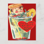 Retro Boy in Cocktail Valentijn Kaart (Voorkant)