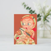  Retro Boy Jagen Beer Valentijn Kaart (Staand voorkant)