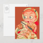  Retro Boy Jagen Beer Valentijn Kaart (Voorkant / Achterkant)