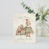 Retro  Boy Kerstcadeaus Holly Briefkaart (Staand voorkant)