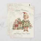 Retro  Boy Kerstcadeaus Holly Briefkaart (Voorkant / Achterkant)