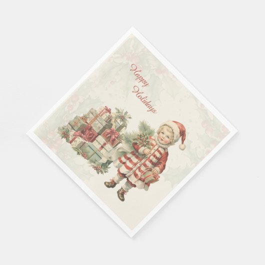 Retro  Boy Kerstcadeaus Servet (Hoek)