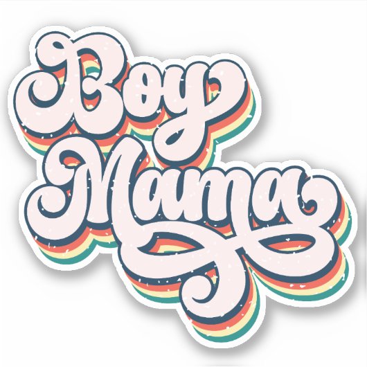 Retro Boy Mama Hart Sticker (Voorkant)