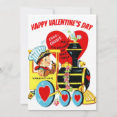  Retro Boy op Aangepaste Valentijnsdag van de Trei Feestdagenkaart (Voorkant)