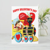  Retro Boy op Aangepaste Valentijnsdag van de Trei Feestdagenkaart (Staand voorkant)
