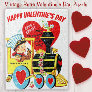 Retro Boy op de Valentijnsdag Legpuzzel