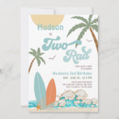 Retro Boy Surf Surfen 2e Verjaardag Twee Rad Party Kaart (Voorkant)