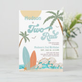 Retro Boy Surf Surfen 2e Verjaardag Twee Rad Party Kaart (Staand voorkant)