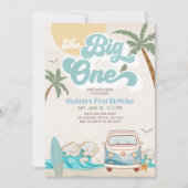 Retro Boy The Big One Surfen 1e verjaardagsfeestje Kaart (Voorkant)