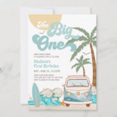 Retro Boy The Big One Surfen 1e verjaardagsfeestje Kaart (Voorkant)