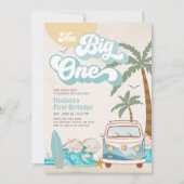 Retro Boy The Big One Surfen 1e verjaardagsfeestje Kaart (Voorkant)