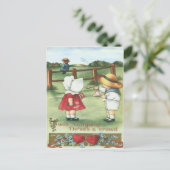  Retro Boy Voedende Meisje Valentijn Kaart (Staand voorkant)