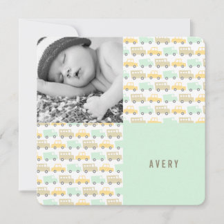 Retro Boys Toys Baby Boy Foto geboorteaankondiging Aankondiging