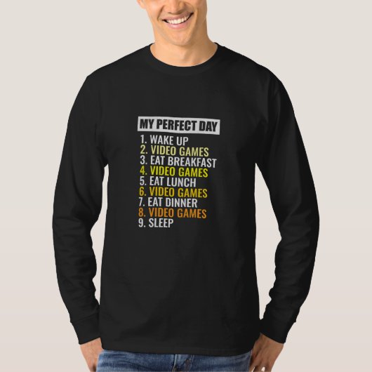 Retro Boys Video Gamers My Perfect Day Video Games T-shirt (Voorkant)