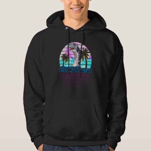 Retro Brachiosaurus Vaporwave esthetisch Hoodie (Voorkant)