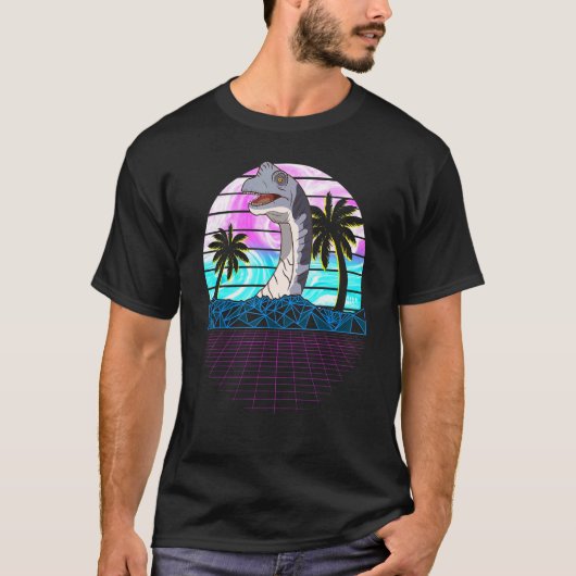 Retro Brachiosaurus Vaporwave esthetisch T-shirt (Voorkant)