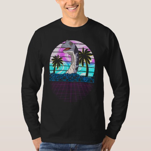Retro Brachiosaurus Vaporwave esthetisch T-shirt (Voorkant)