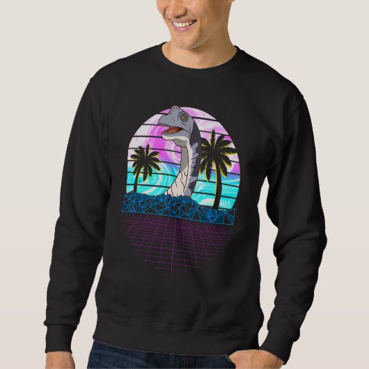 Retro Brachiosaurus Vaporwave esthetisch Trui (Voorkant)
