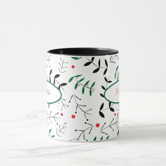 Retro Branches en Berries Green en Red Mok (Midden)
