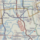 Retro Brandon Vermont-kaart Sticker (Voorkant)