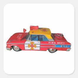 RETRO BRANDWEER AUTO VIERKANTE STICKER