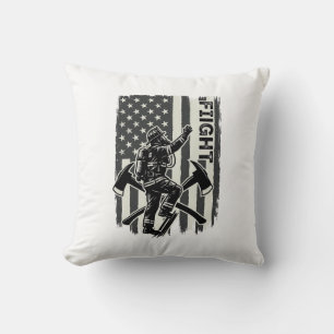 Retro Brandweerman Vlag Strijd T-shirt Ontwerp_1 Kussen