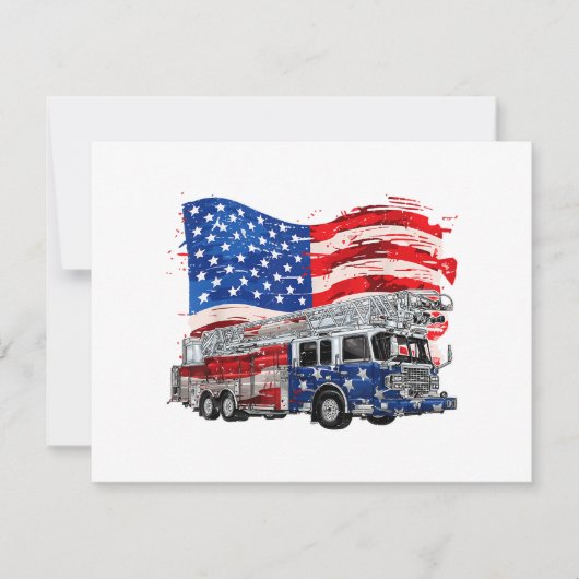 Retro brandweerwagen brandweerman VS Vlag 4e (Voorkant)