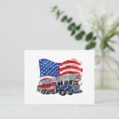 Retro brandweerwagen brandweerman VS Vlag 4e (Staand voorkant)