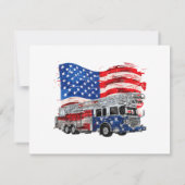 Retro brandweerwagen brandweerman VS Vlag 4e Bedankkaart (Achterkant)