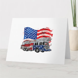 Retro brandweerwagen brandweerman VS Vlag 4e Kaart