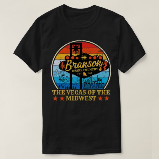 Retro  Branson Missouri Vegas van de Midwes T-shirt (Design voorkant)
